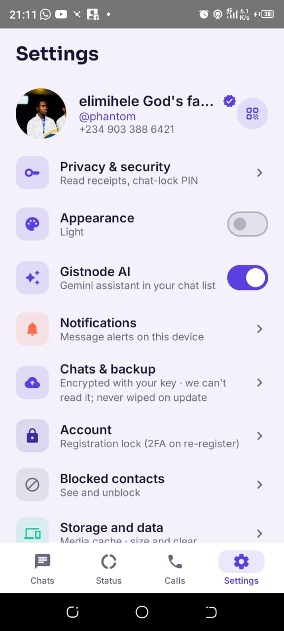 Gistnode settings and AI screen